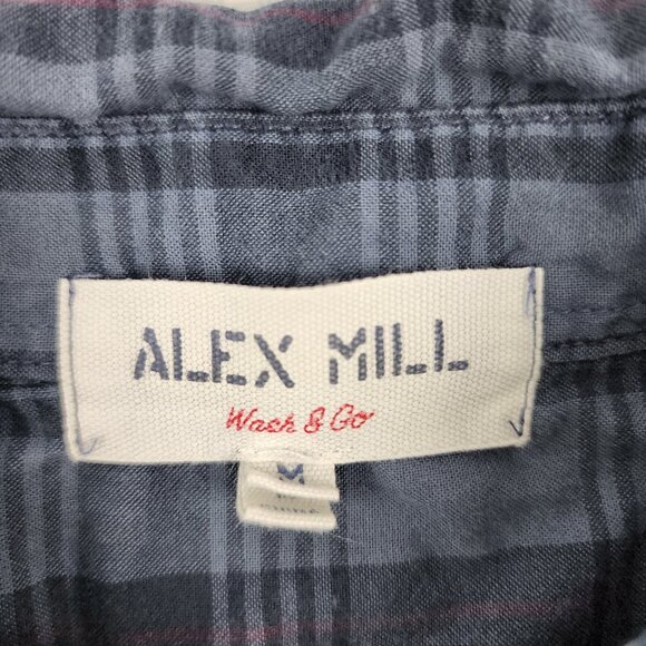 Alex Mill Shirt Mens Medium Blue Wash & Go Plaid Button Down Collar - Picture 3 of 7